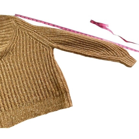 by ANTHROPOLOGIE Honore Ribbed Knit Sweater Long Sleeve V Neck Honey S 82-14 - Picture 10 of 16